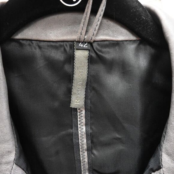 Roncarati | Gray Leather Moto Zip Jacket Size: 42 / Approx. US 8 - Picture 6 of 16